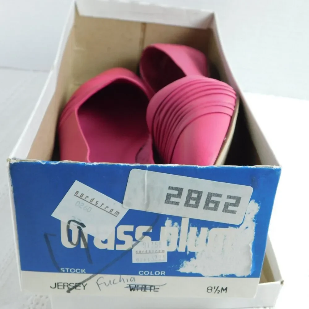 Brass Plum Shoes Nordstrom NEW 7-7.5 Vintage Hot Pink Flats Fuchsia Leather 8.5